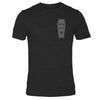 Mens gym t-shirt in charcoal grey with deadlift design in shape of coffin. Made by Samson Athletics