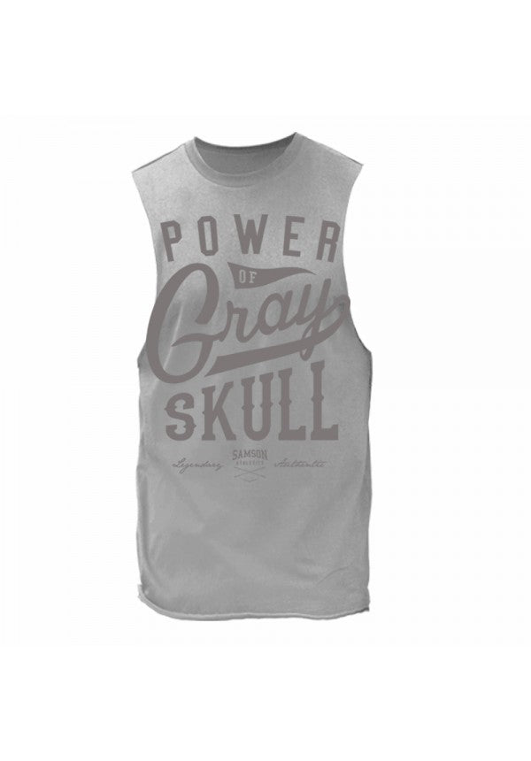 Power of gray skull cut off tank samson athletics