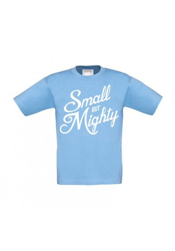 Small but mighty kids tshirt blue samson athletics