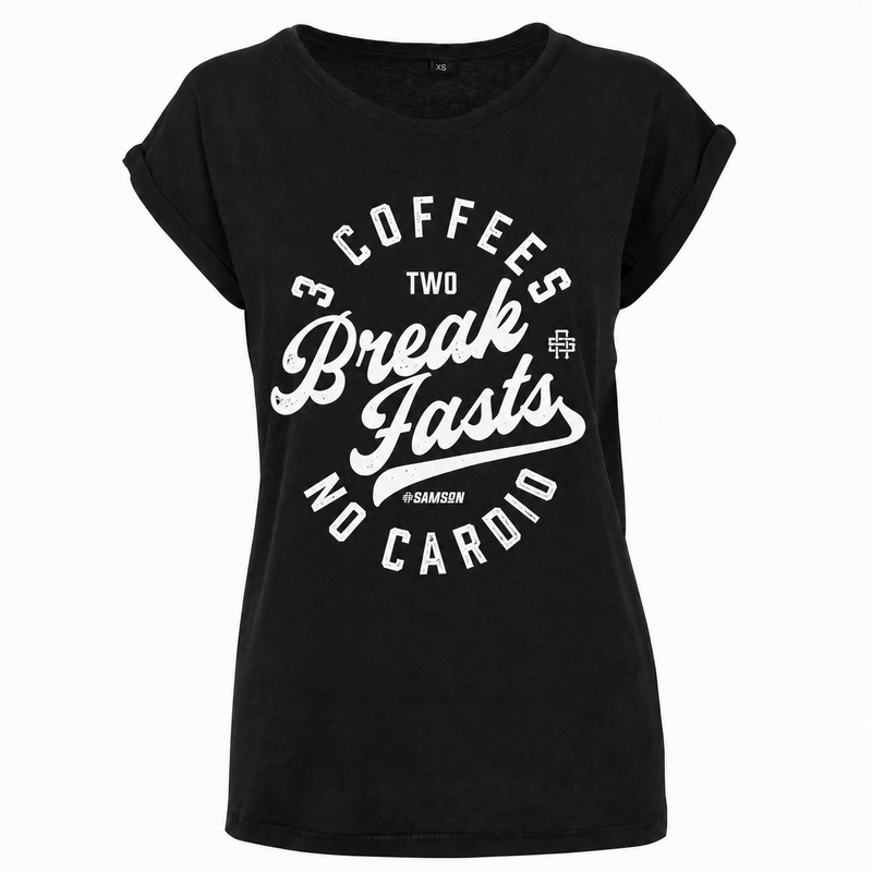 3 Coffees 2 Breakfasts No Cardio - Ladies Gym T-Shirt