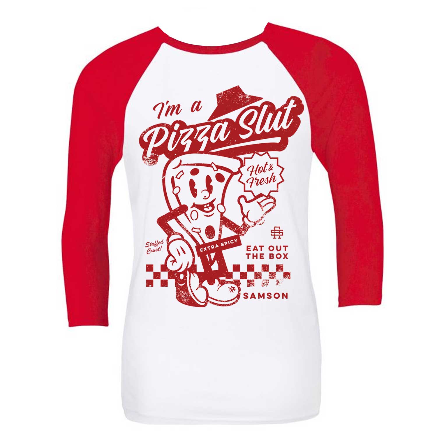 Pizza Slut - Gym Baseball T-Shirt