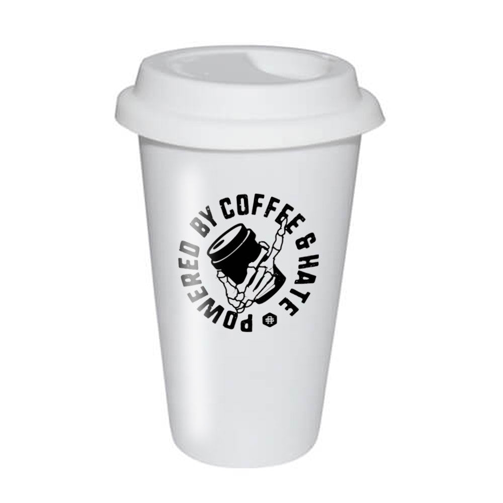 Ceramic Dual Wall Eco Travel Mug With White Lid