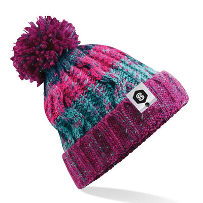 Stripe Pom-Pom Beanie