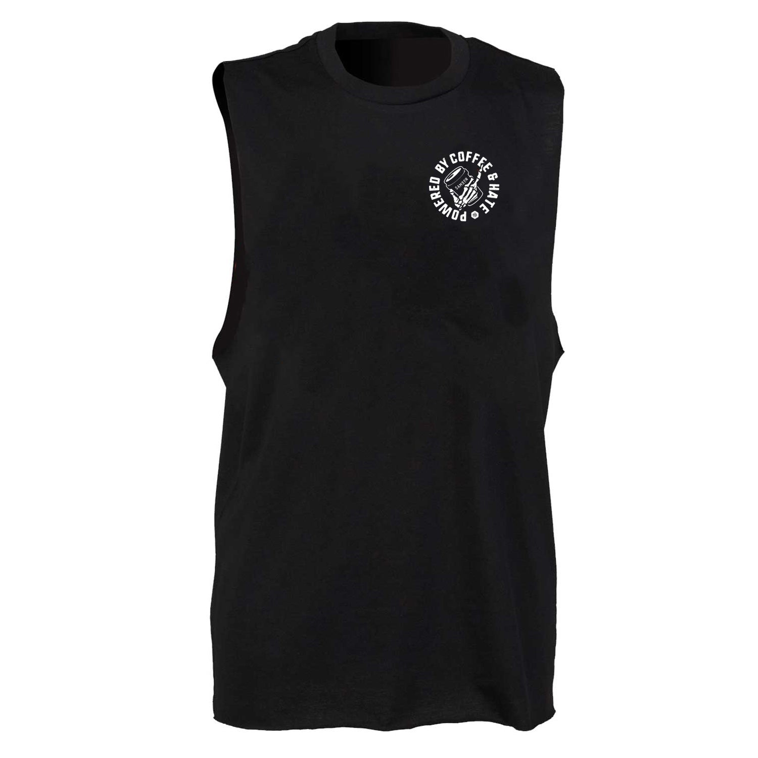 Powered By Coffee And Hate Black - Mens Lightweight Gym Tank Top
