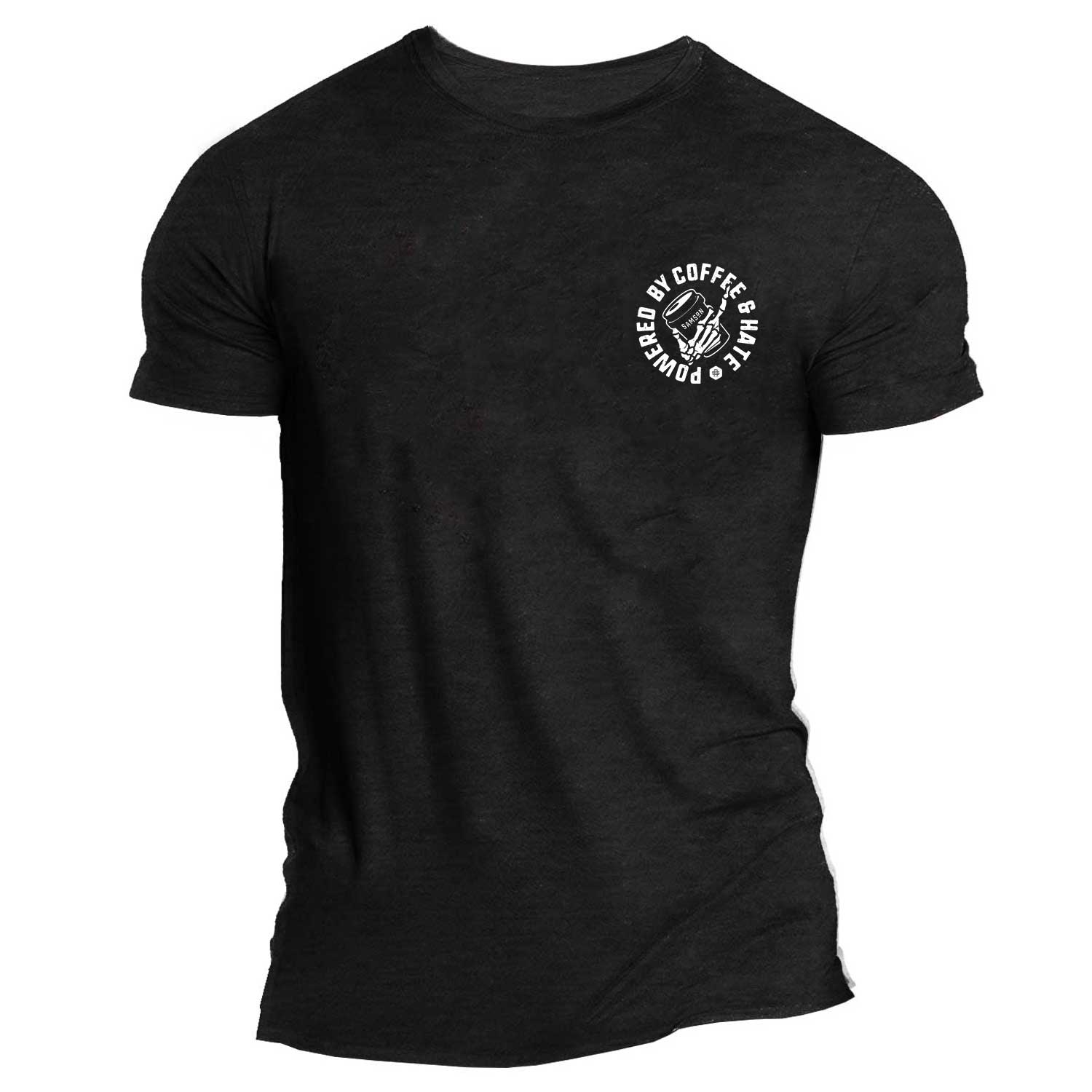 Powered By Coffee And Hate Black Muscle Tee