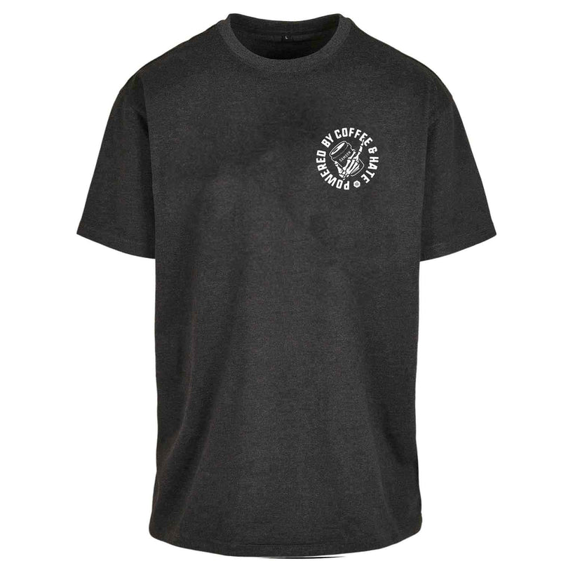 Powered By Coffee And Hate Black Oversized Gym T-Shirt