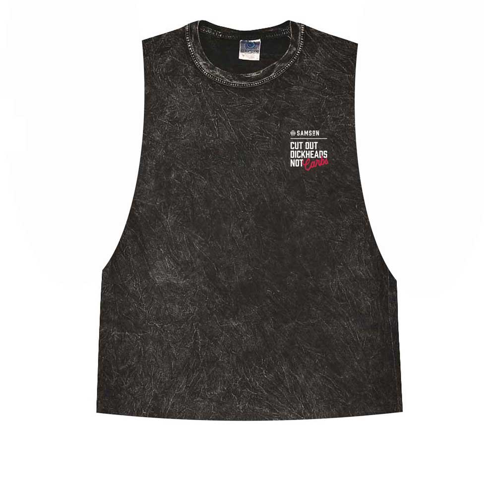 Cut Out DHeads Not Carbs Ladies Washed Cut Off Tank