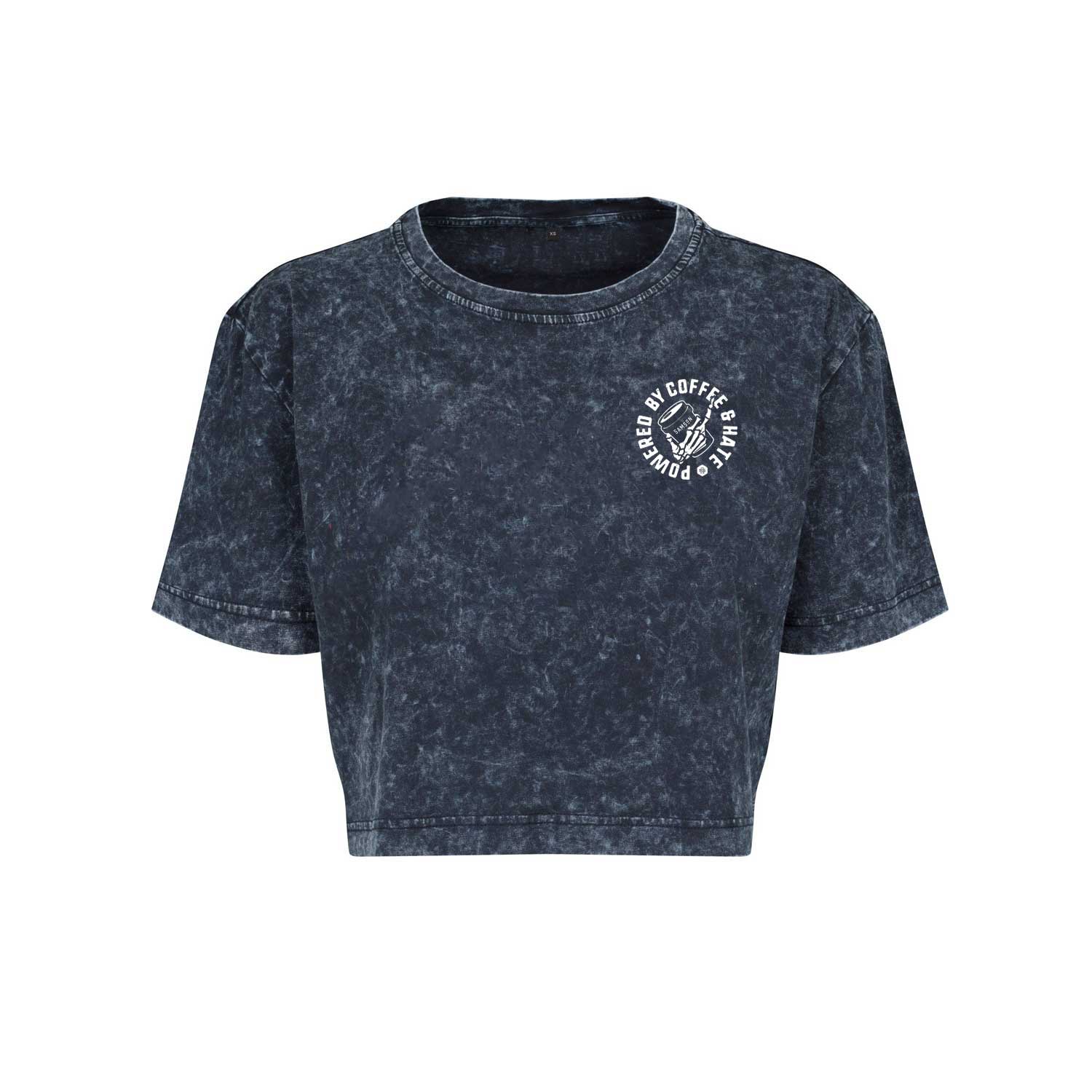 Powered By Coffee And Hate - Ladies Cropped Washed Tee