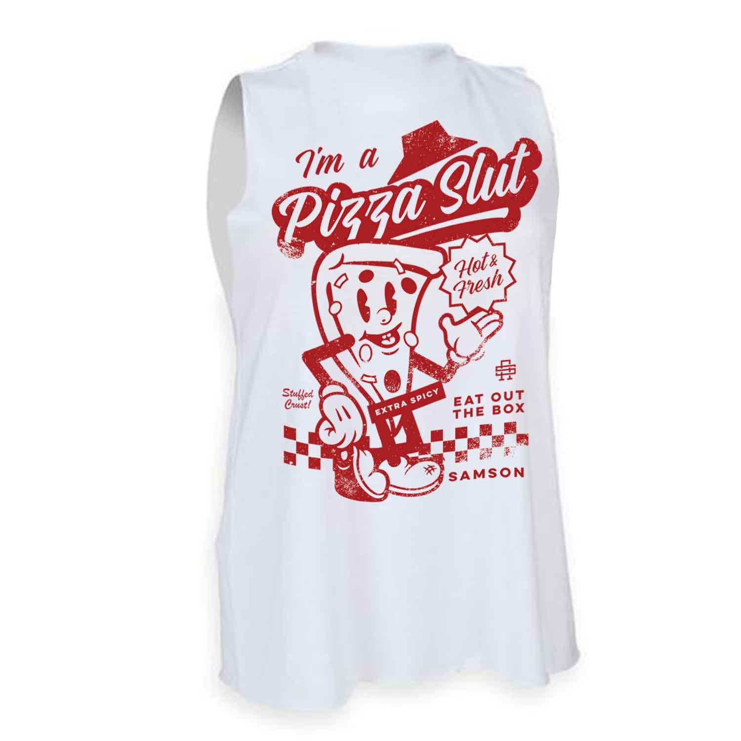 Pizza Slut Ladies Gym Cut Off Tank Top