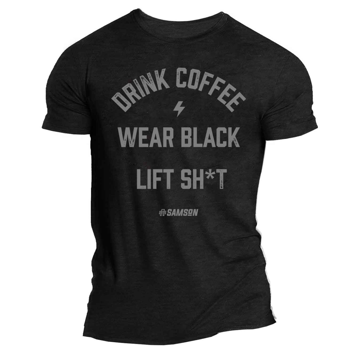 Drink Coffee Wear Black Triblend Muscle Tee