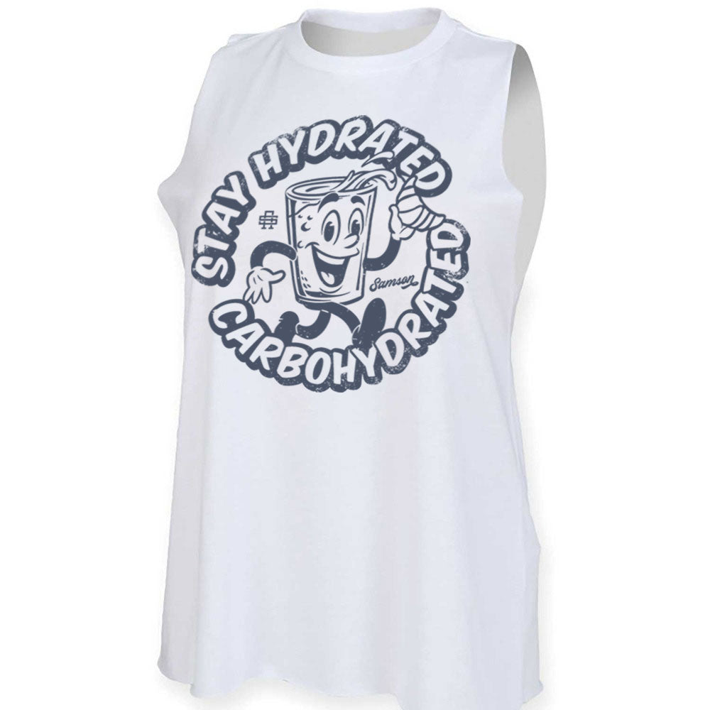 Stay Hydrated Carbohydrated- Ladies Gym Cut Off Tank Top