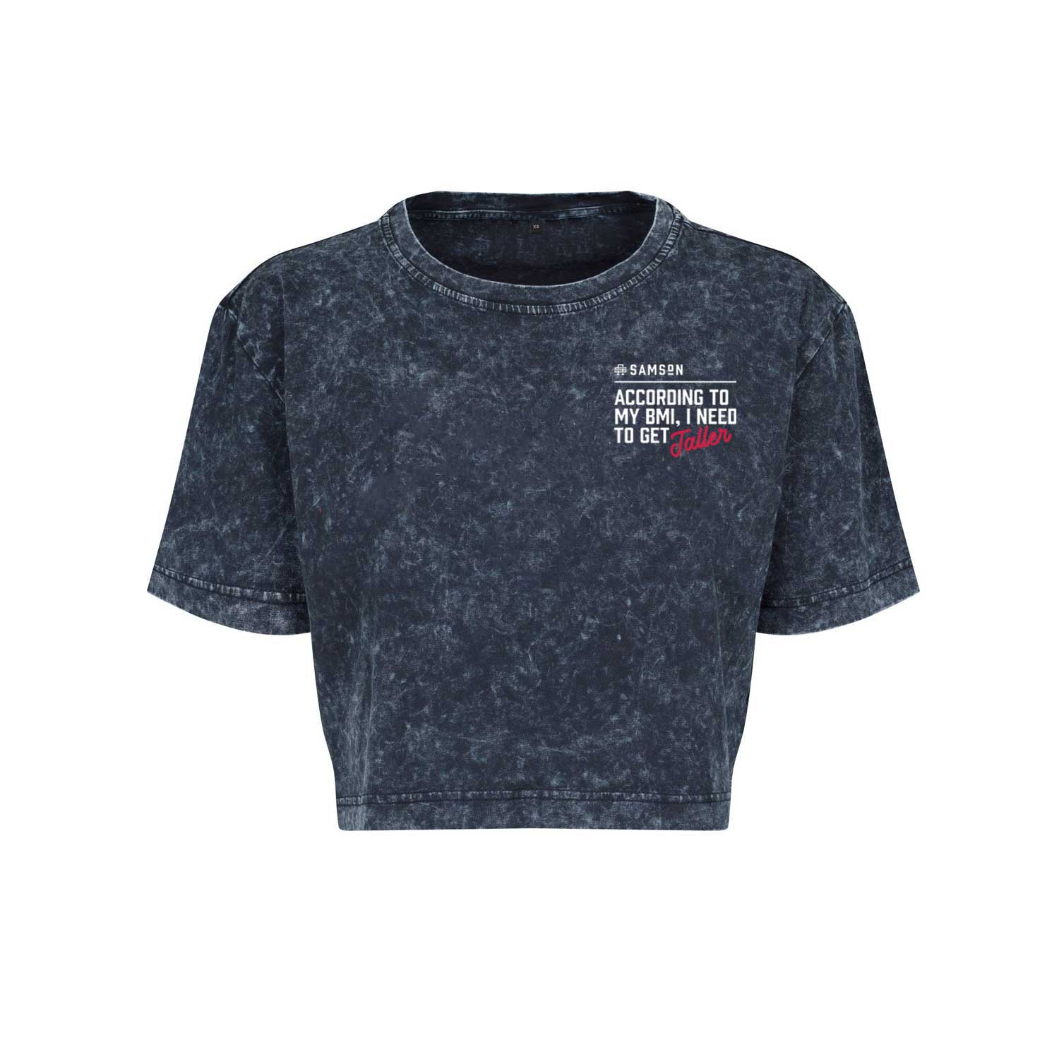 According To My BMI, I Need To Get Taller - Ladies Cropped Washed Tee