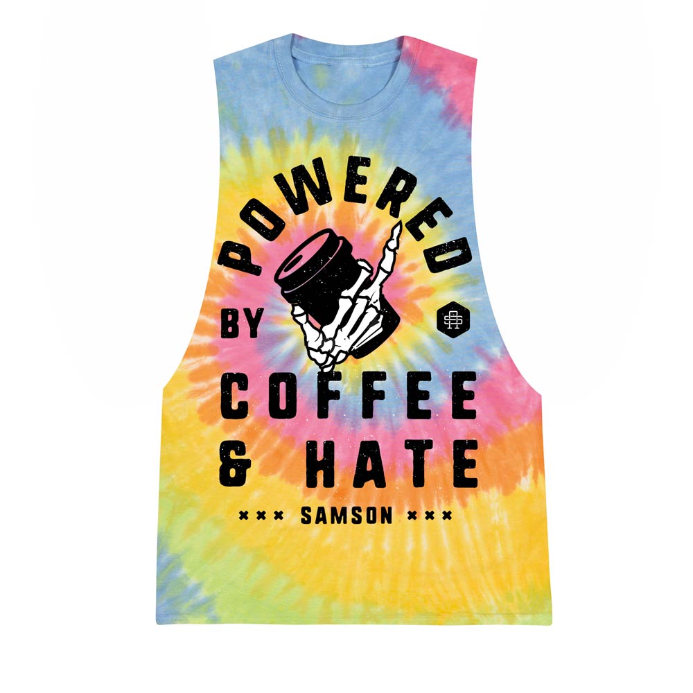 Powered By Coffee and Hate Tie Dye Mens Tank Top