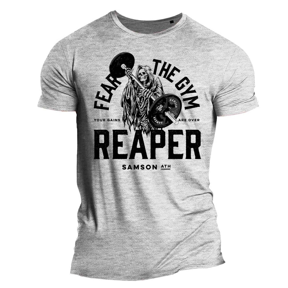 Fear The Gym Reaper Muscle T-Shirt Grey