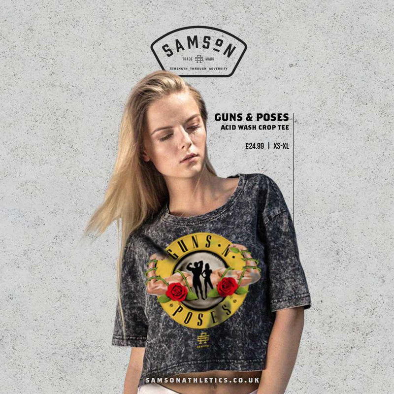 Guns N Poses Ladies Cropped Washed Tee