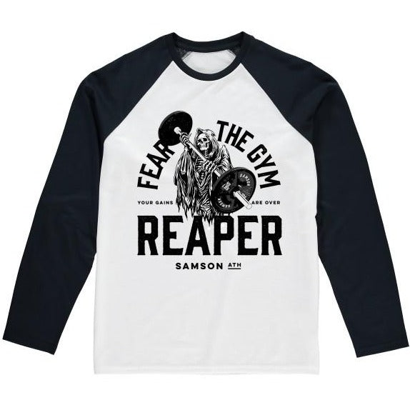 Fear the gym reaper baseball t-shirt samson athletics