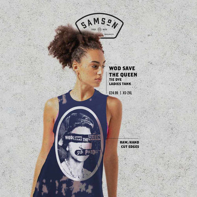 WOD Save The Queen Ladies Bleached Cut Off Tank