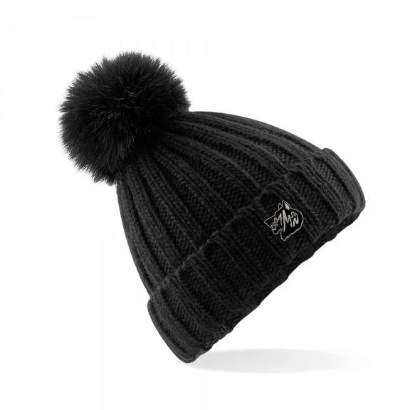 Chunky knit bobble hat black samson athletics
