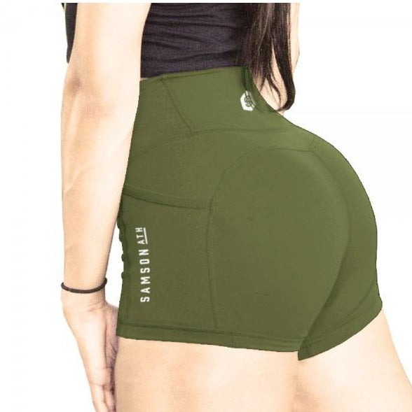 DELILAH HIGH WAISTED BOOTY SHORTS KHAKI