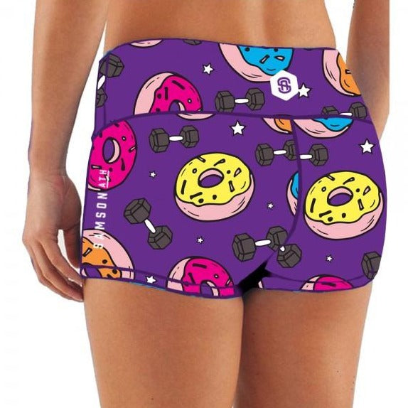 Donuts and dumbbells booty shorts samson athletics