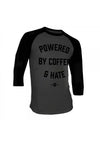 Powered coffee and hate baseball t-shirt samson athletics