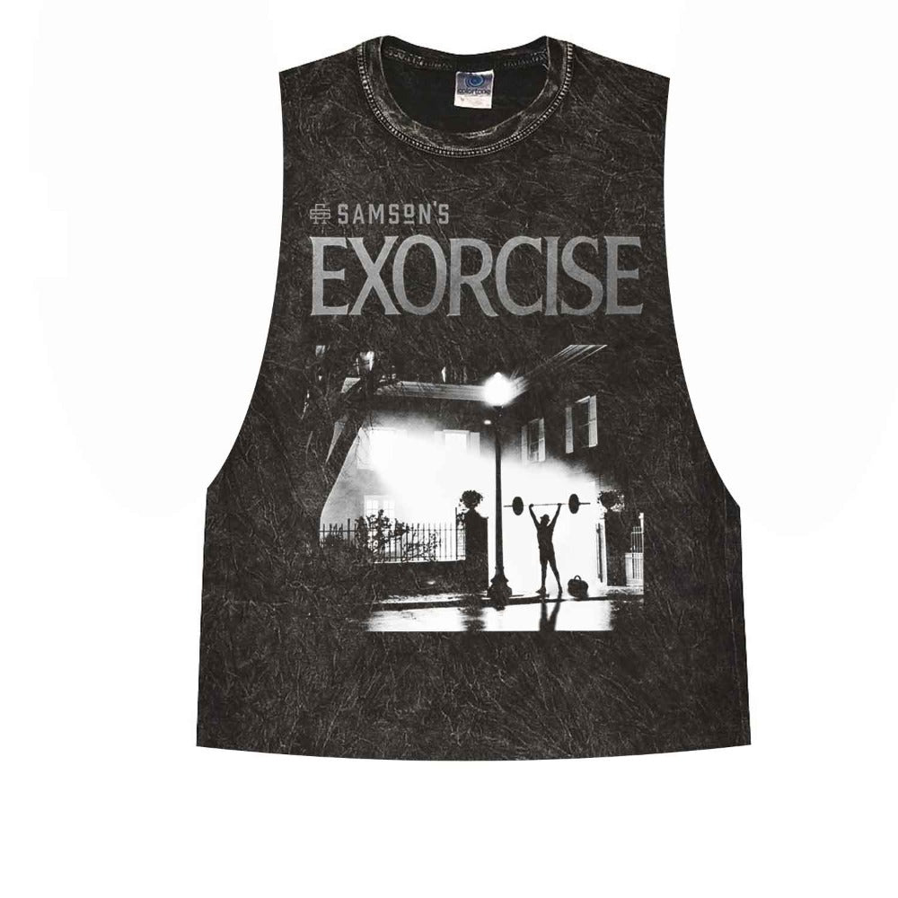 Exorcise Exorcist Halloween Ladies Washed Cut Off Tank