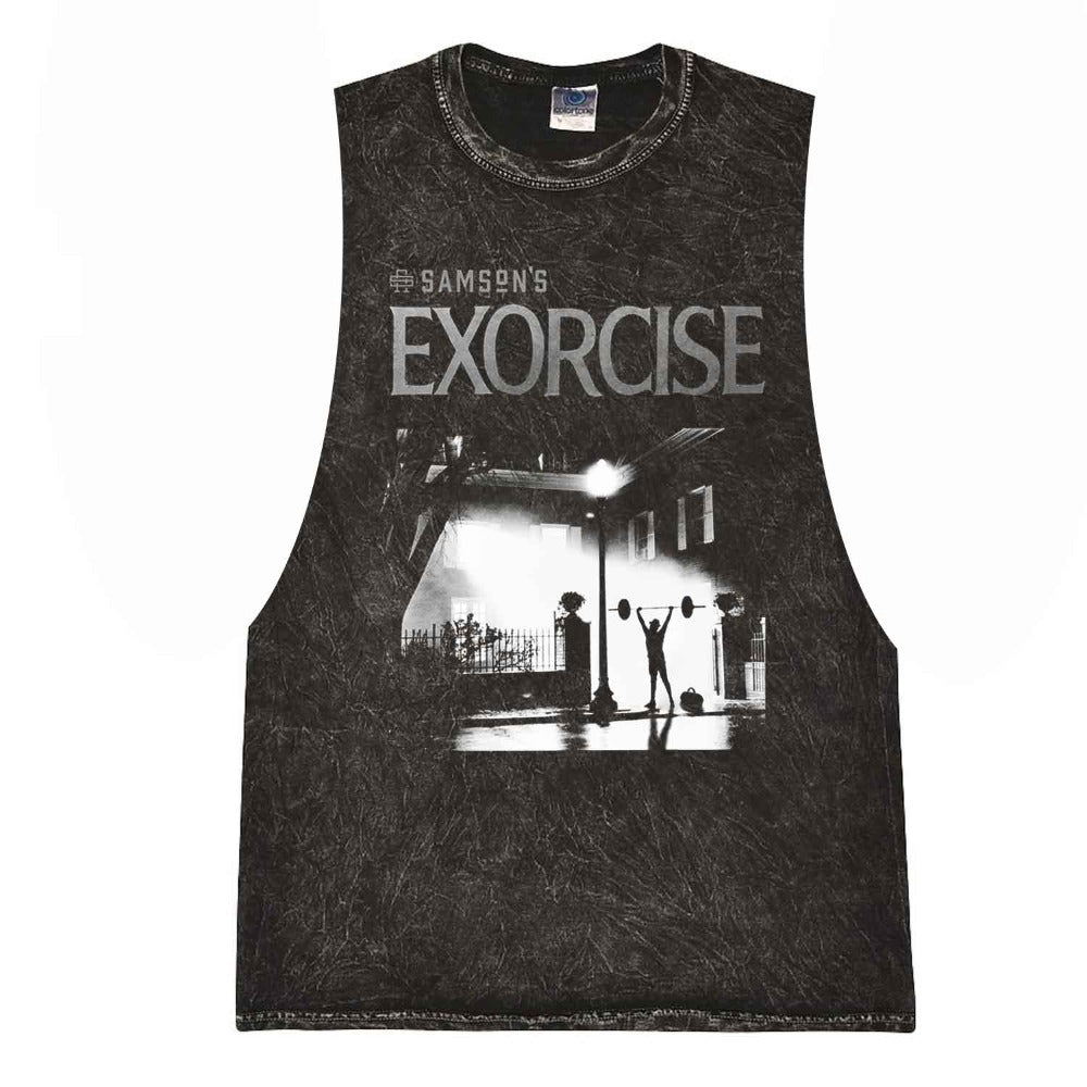 Exorcise Exorcist Halloween Mens Washed Cut Off Tank