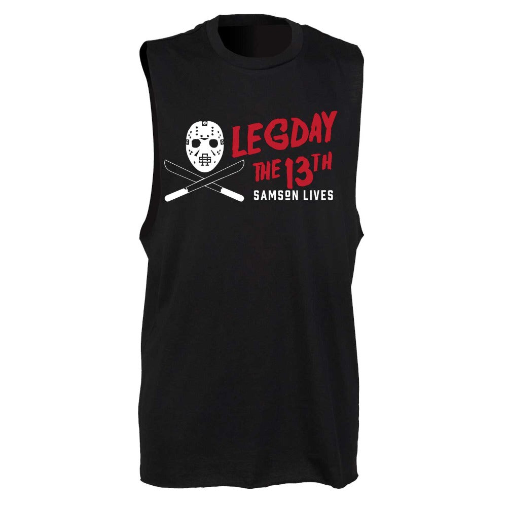 Leg Day The 13th Halloween Mens Cut Off Gym Tank Top