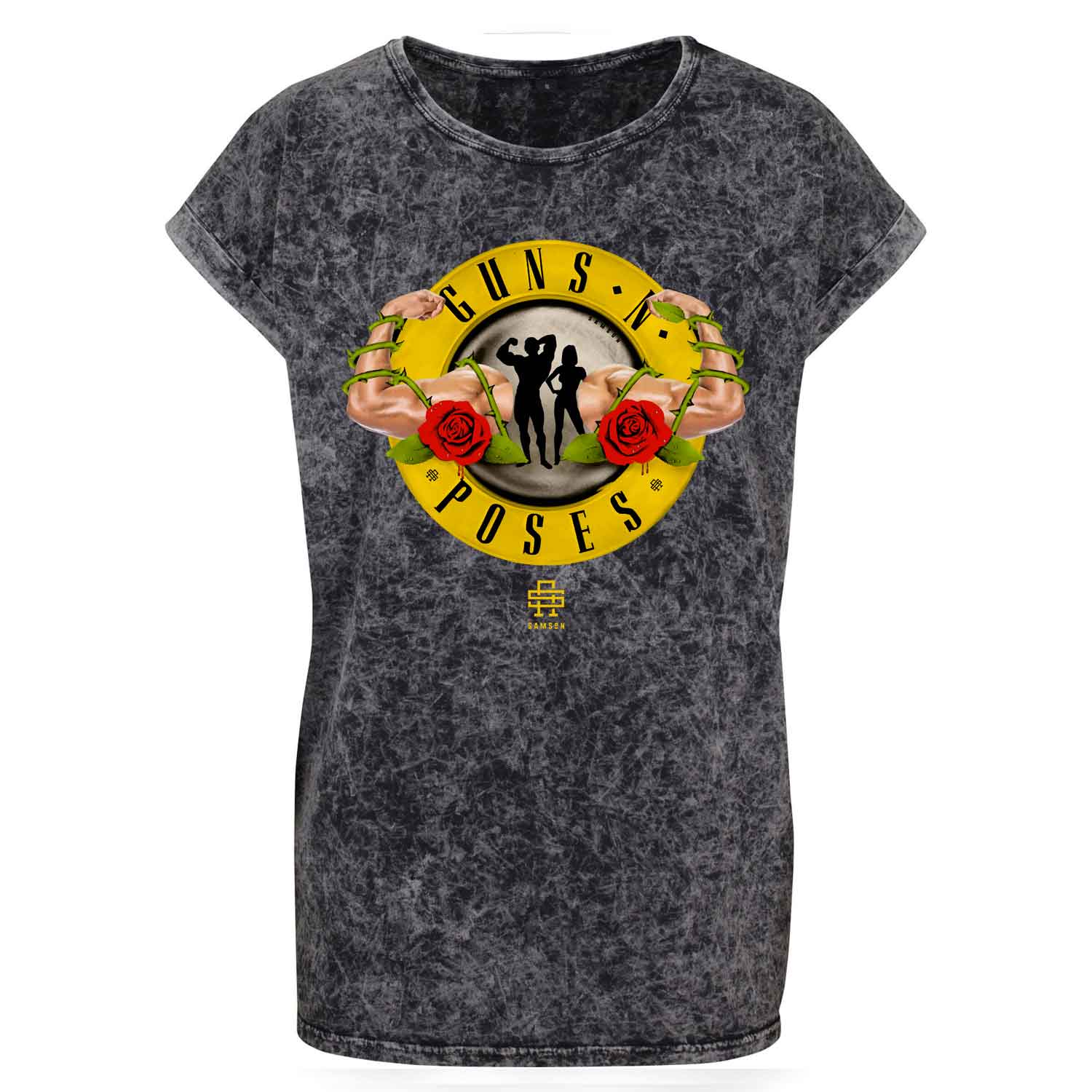 Guns N Poses Ladies Washed Shoulder Tee