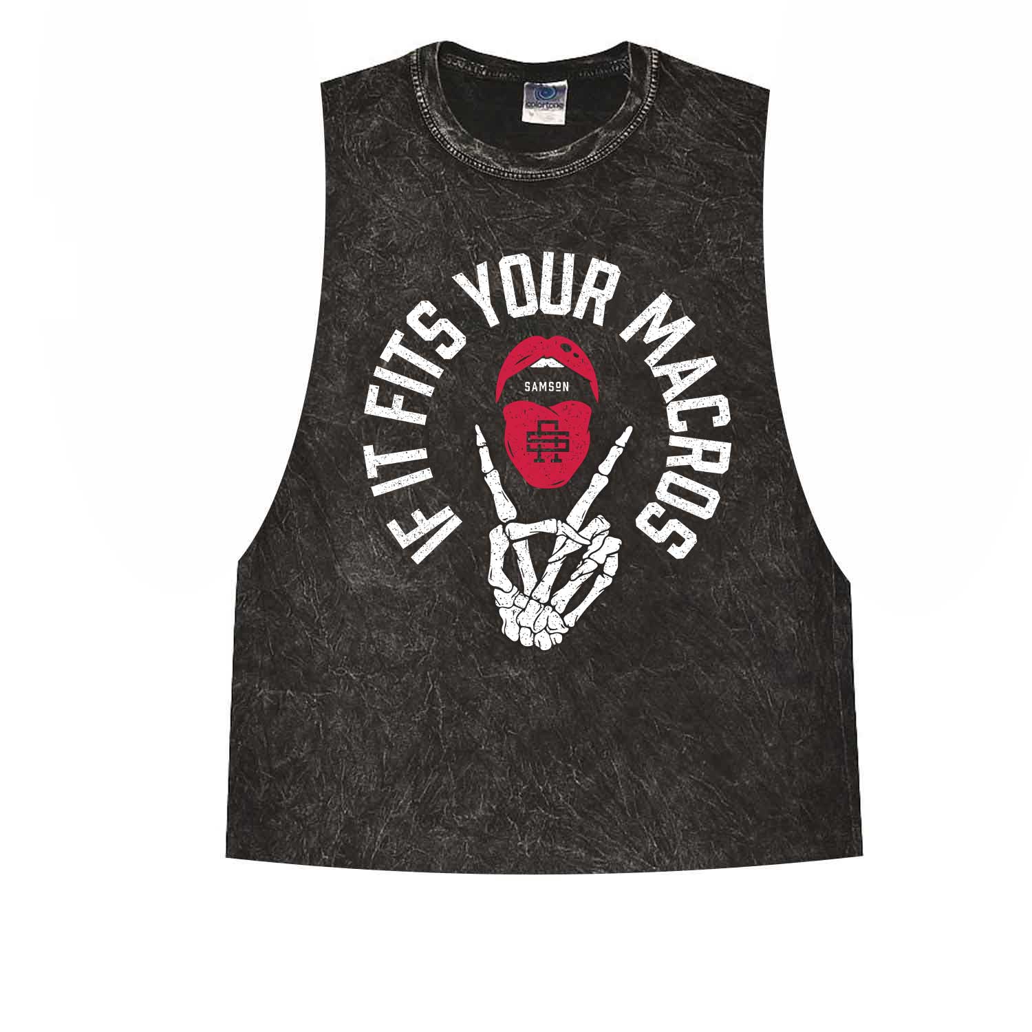 If It Fits Your Macros Ladies Washed Cut Off Tank