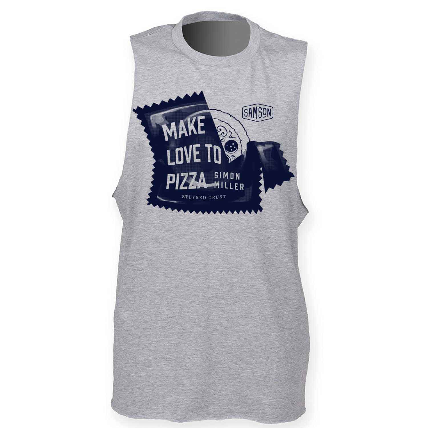 Simon Miller's Make Love To Pizza Mens Cut Off Gym Tank Top