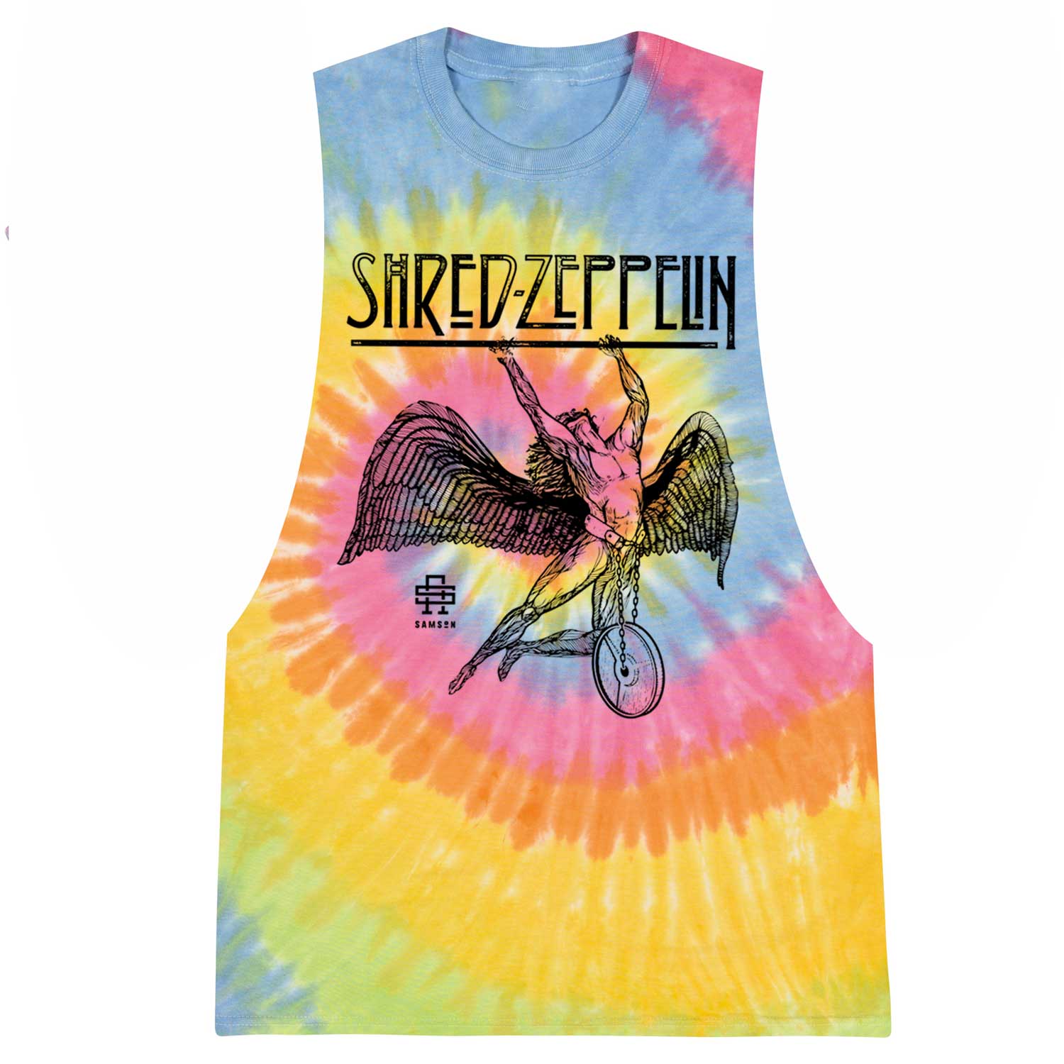 Shred Zeppelin Mens Tie Dye Cut Off Tank