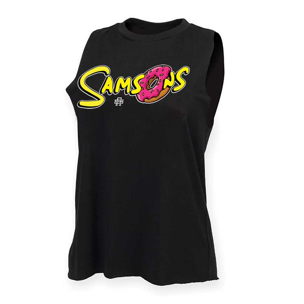 The Samsons Donut Gym Ladies Cut Off Tank