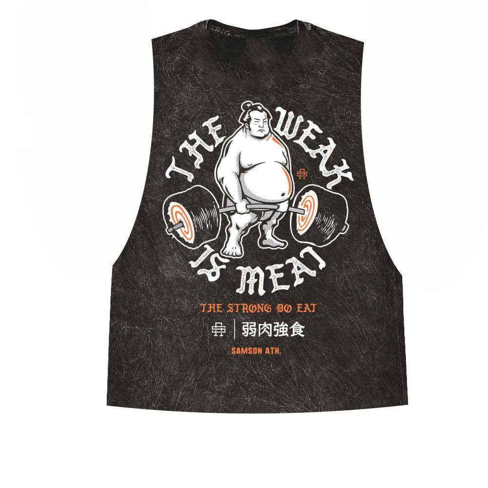 The Weak Is Meat Ladies Washed Cut Off Tank