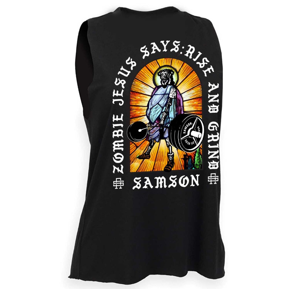 Rise And Grind Ladies Cut Off Tank