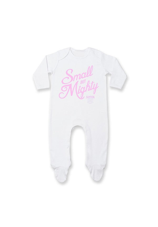 Small but mighty sleep suit pink samson athletics